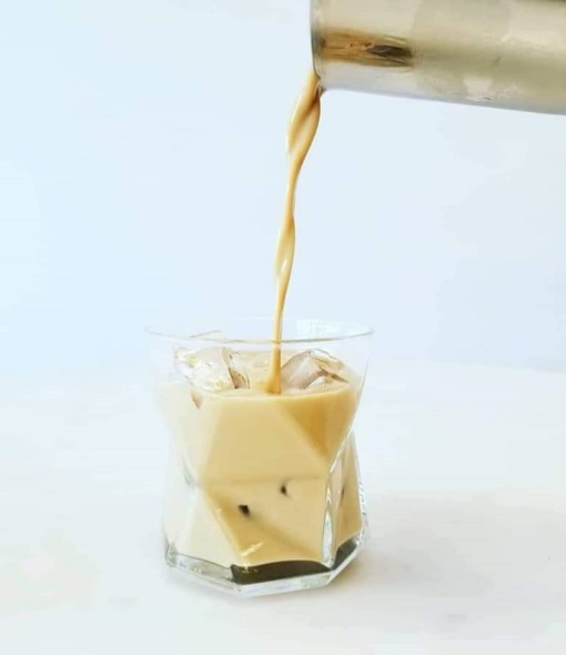 pouring ice coffee